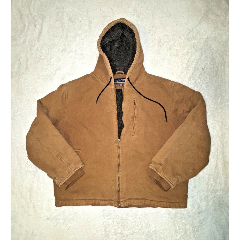 Jacket Trucker Hood Mens XXL Sherpa Lined Canvas Bass Creek Outfitters Workwear